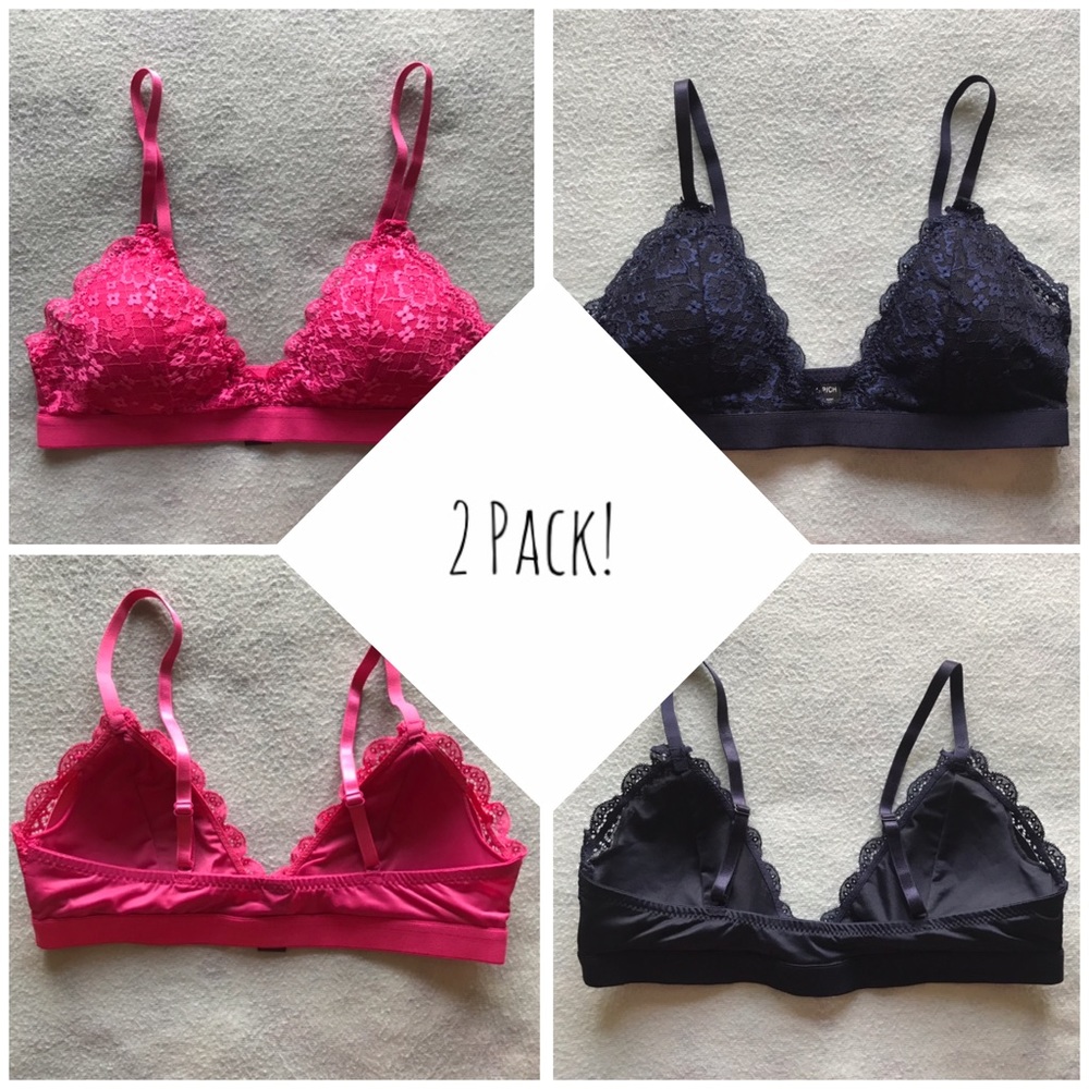 2 Pack of Padded Lace Bralettes